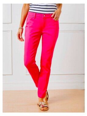 Talbots Vivid Hot Pink Slim Ankle Jeans Pigment Dye Size 2 Skinny Never Worn